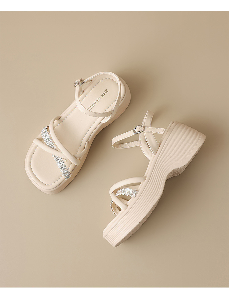 Giày sandal cao gót nữ đính đá phong cách thời trang — KY65 Bạc chi tiết 17