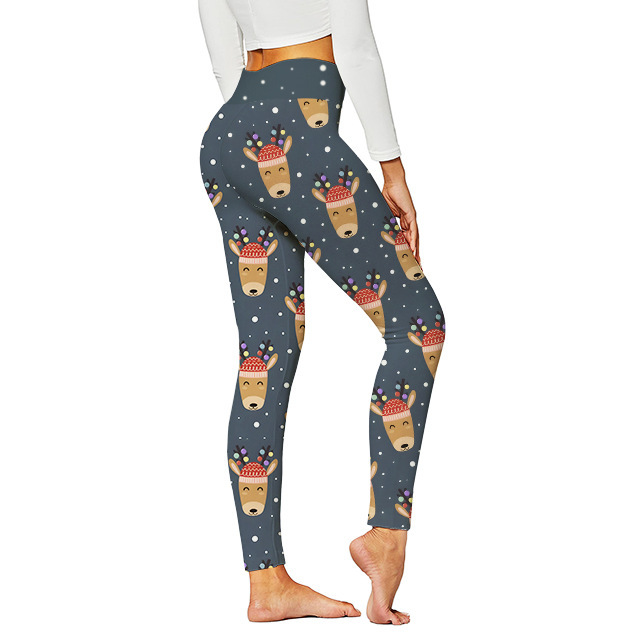 Pantalones digitales con estampado de yoga navideño para mujer New 3D Casual Yoga Pantalones deportivos ajustados Medias europeas y americanas
