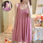 Pijamas de verano con almohadilla en el pecho sexy belleza correa trasera camisón las mujeres color sólido flojo dulce desgaste del hogar Comercio exterior