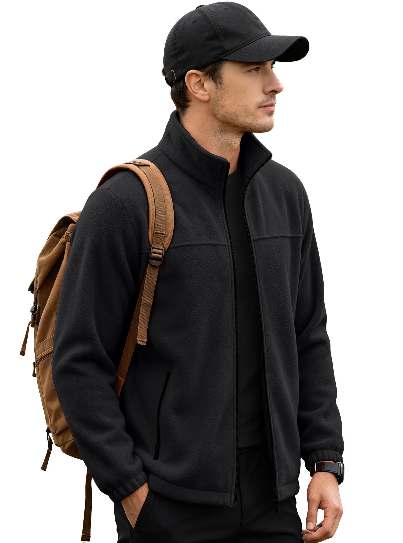 Sudadera de Vellón Polar para Hombre 380g de Poliéster Térmica con Cremallera para Uso Casual