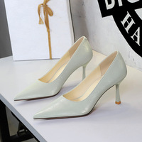 2631 European and American style sexy high heels for women, high texture, simple pointed toe women's shoes, one foot pedal, shallow mouth, thin follow-up shoes for women