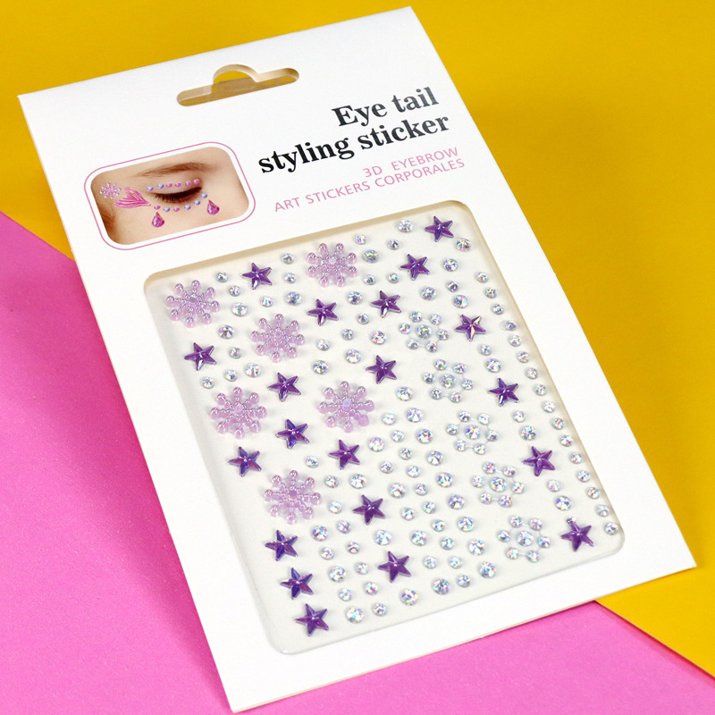 Pegatinas de Pedrería para Maquillaje Facial y Ojos de Resina Autoadhesivo Brillante para Maquillaje Facial y Ojos
