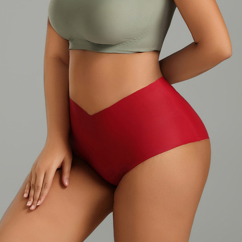 Underpants deep V-shaped non-trace sports ice silk European and American high waist abdomen buttocks lifting women's boxer pants pure cotton crotch