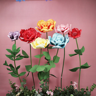 Giant Foam Flower Photo Check-In Valentine's Day Wedding Decoration Shopping Mall Window Stereo Handmade Fake Magnolia Artificial Flower
