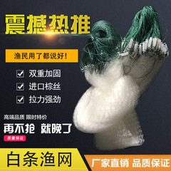 單層魚網浮網沉網一指1.5指 粘魚網1米50m捕魚白條小魚網絲網漁網