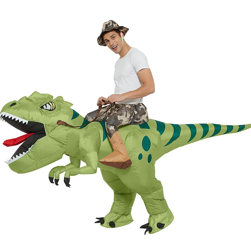 Montar dinosaurio montura Día del niño Disfraces de Halloween Fiesta divertida Tyrannosaurus rex pequeño dinosaurio ropa inflable
