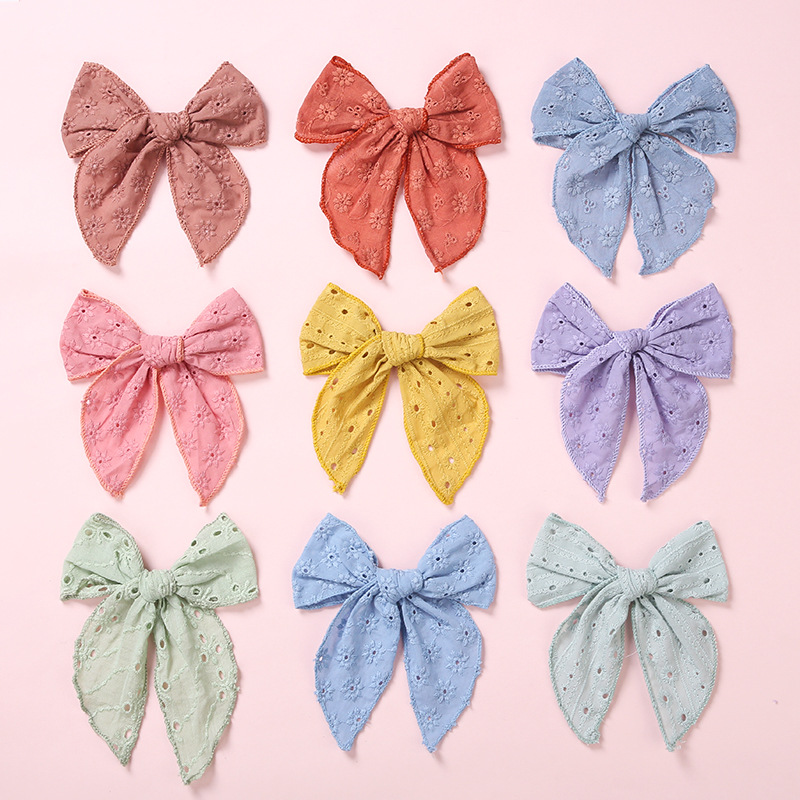 Fashion Hollow Embroidered Children's Hairpin Big Bow Hair Clip Wholesale display picture 4