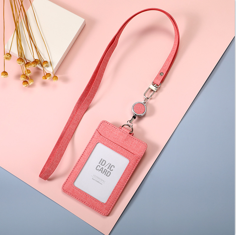 Porta Tarjetas de Tela con Cordón Retráctil para Identificación, Tarjeta de Trabajo, Tarjeta de Empleado, Ranuras Dobles para Tarjetas, Porta Tarjetas de Invitados con Hebilla Deslizante.