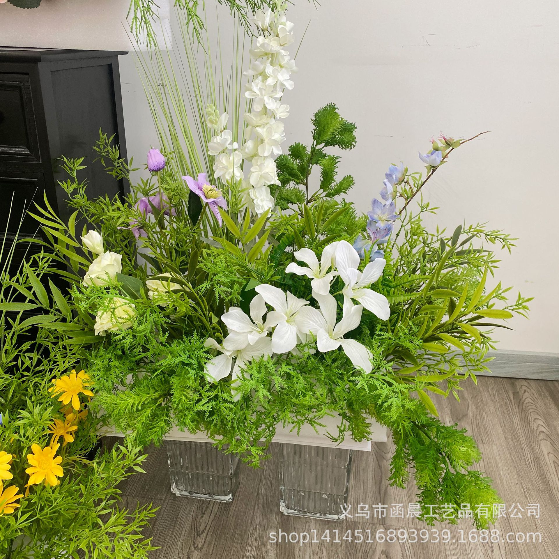Monet jardín viento de imitación floral francesa pequeña fresca boda al aire libre decoración de ventanas de hotel flores falsas