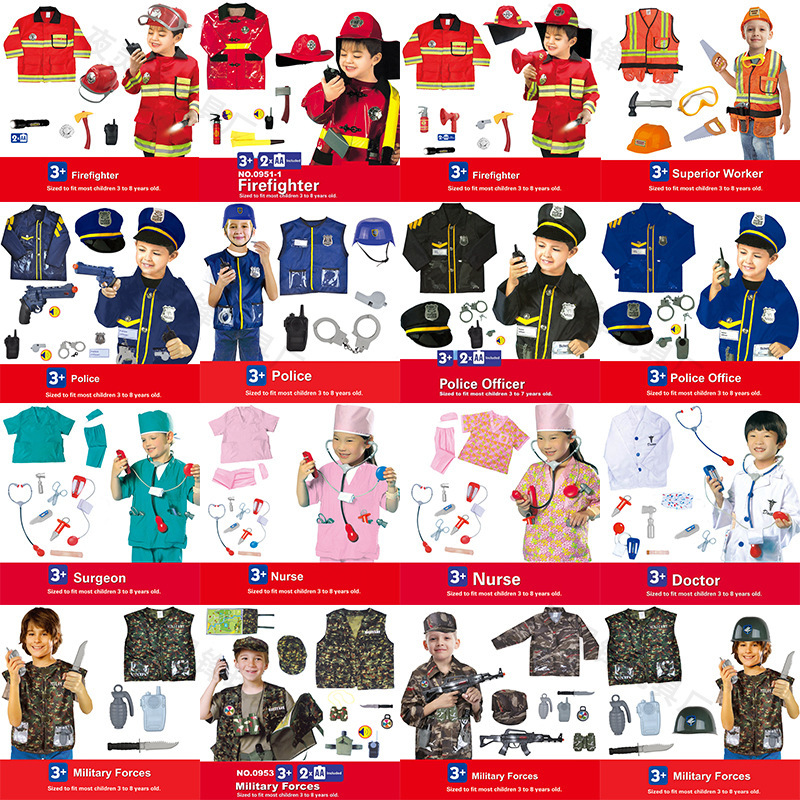 Halloween Children's Costumes: Doctor, Firefighter, Pilot Professional Outfits, Chef, Nurse Performance Costumes for Kindergarten Halloween Children's Costumes: Doctor, Firefighter, Pilot Professional Outfits, Chef, Nurse Performance Costumes for Kindergarten
