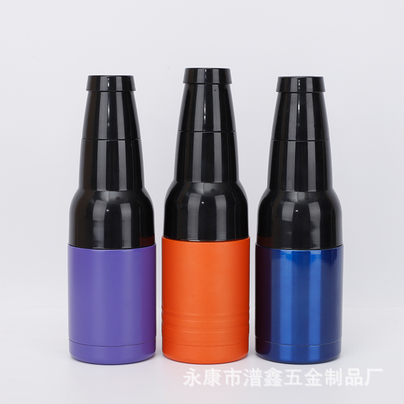 대외 무역 304 스테인레스 스틸 크리에이티브 더블 뚜껑 보온병 12 온스 콜라 병 자동차 컵 병따개 차가운 맥주 캔