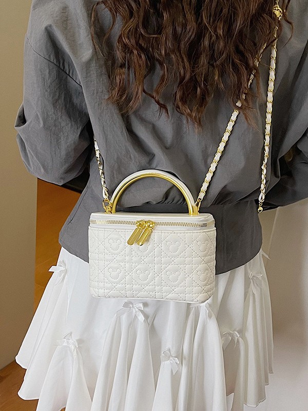 Bolso de mujer de comercio exterior nueva moda caja de mano bordada de diamante bolso cuadrado de oro cadena bolso de hombro