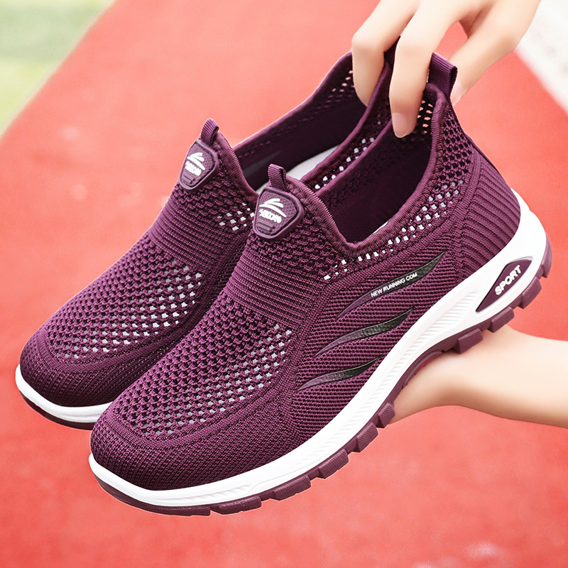 Zapatos de mujer zapatos de malla transpirable de tejido volador de verano zapatos casuales de tendencia diaria zapatos deportivos cómodos de suela suave zapatos individuales de todo fósforo