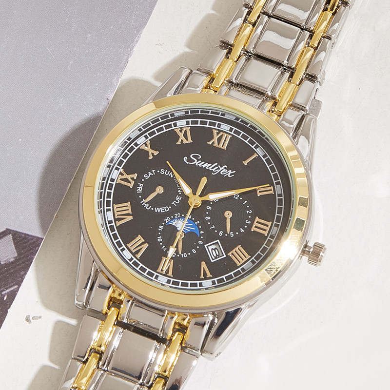 Reloj deportivo de moda reloj de los hombres pequeños de tres ojos calendario de seis pines reloj de cuarzo reloj de hombre impermeable reloj de los hombres