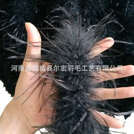 鸵鸟毛条6-8单层黑色 绒条公仔玩具礼品羽毛抓夹袖口领边服装辅料
