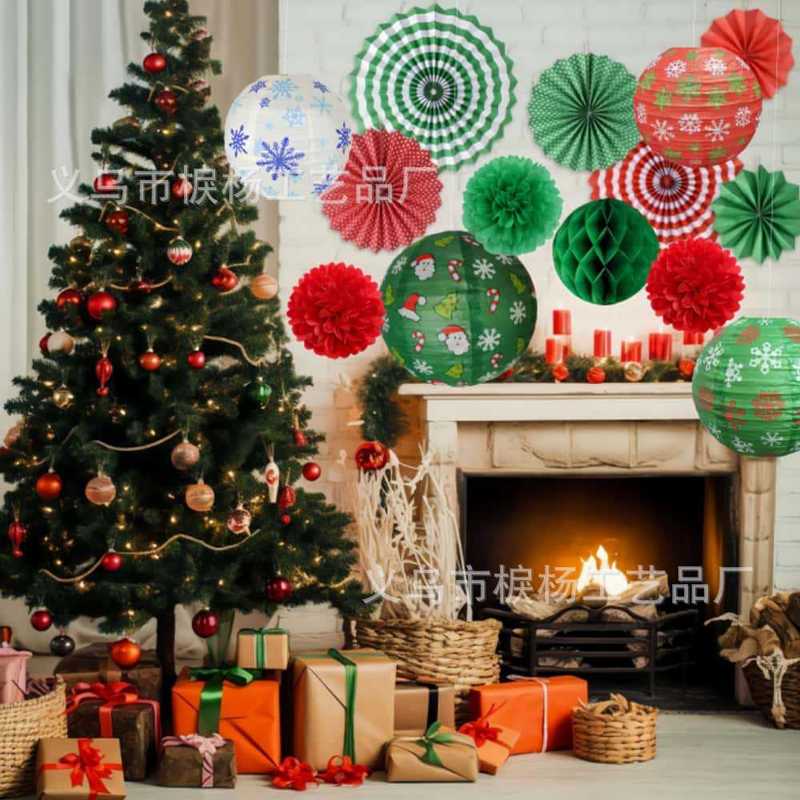 クリスマス提灯 クリスマスショッピングモール ウィンドウパーティー装飾 ハンドヘルド漫画DIY紙提灯 卸売 跨境専用|undefined