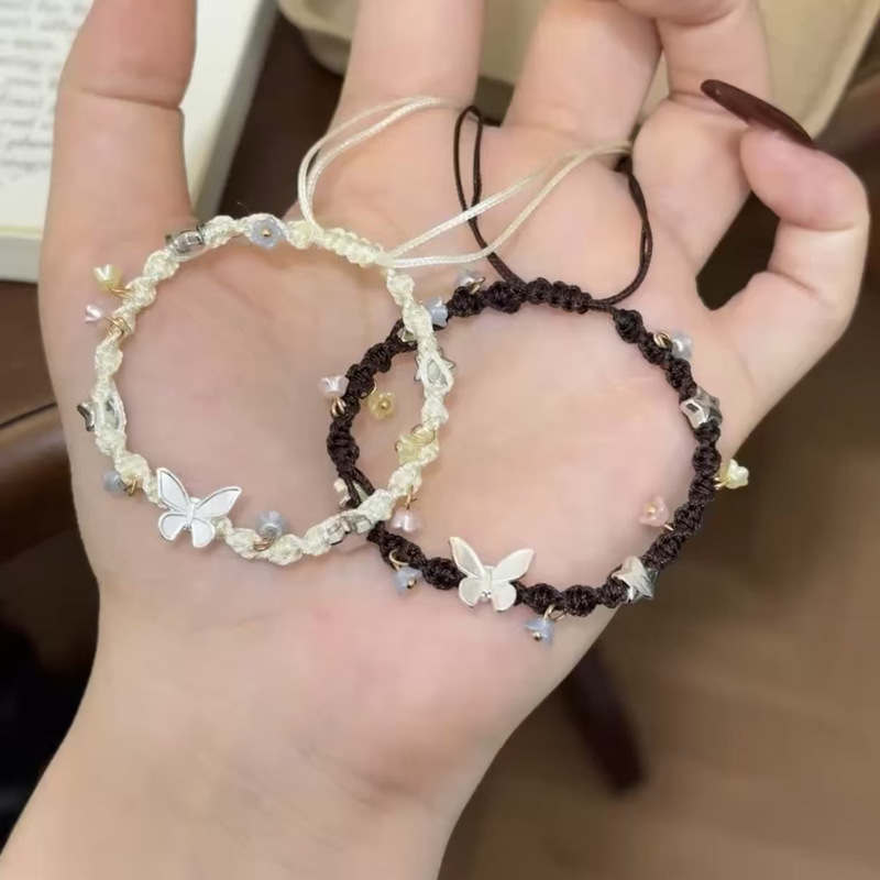 Lucky Crushed Stone Small Butterfly Bracelet Ins Best Friend Niche Woven Bracelet Versatile Couple Gift Finished Product Lucky Crushed Stone Small Butterfly Bracelet Ins Best Friend Niche Woven Bracelet Versatile Couple Gift Finished Product