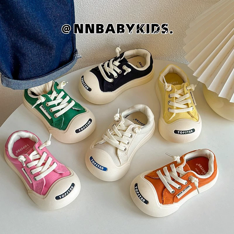 Детские кеды из холщовой ткани весна-осень 2025 года для мальчиков и девочек, на липучке, в корейском стиле, открытая улыбка, белые