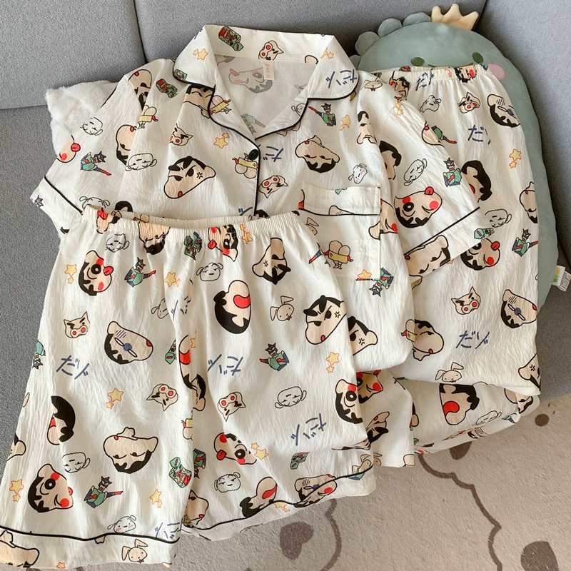 Пижамный комплект Hello Kitty 3 предмета, марля хлопок, короткий рукав, японский стиль лета