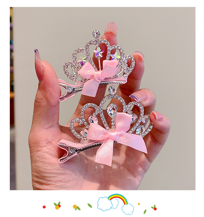 Kid's Princess Cute Crown Rhinestone Hair Clip display picture 2