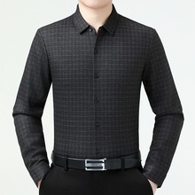 专柜经典休闲衬衫轻奢时尚简约百搭加绒保暖上衣中年爸爸垂感衬衣