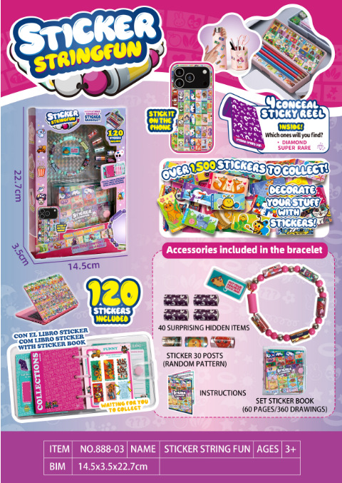 Pegatinas de juguetes para niños pulseras STICKI ROLL productos acabados creativos accesorios pegatinas de cuentas transfronterizas