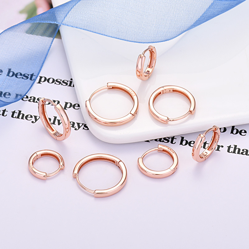 Chic 925 Silver Needle Minimalist Round Hoop Earrings