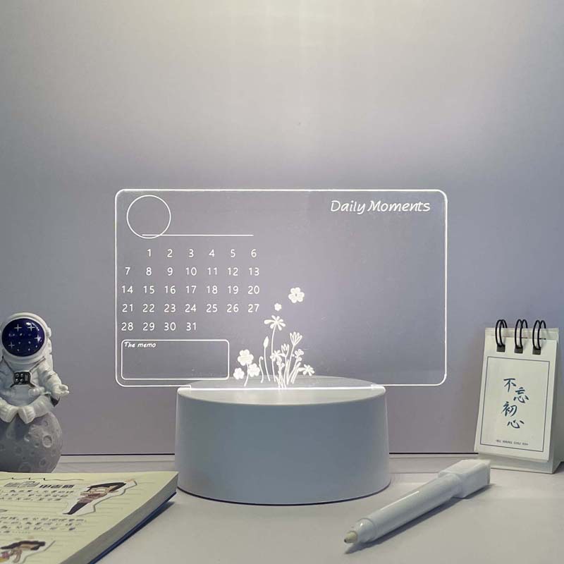 USB luz amarilla cálida + pieza de luz calendario + pluma