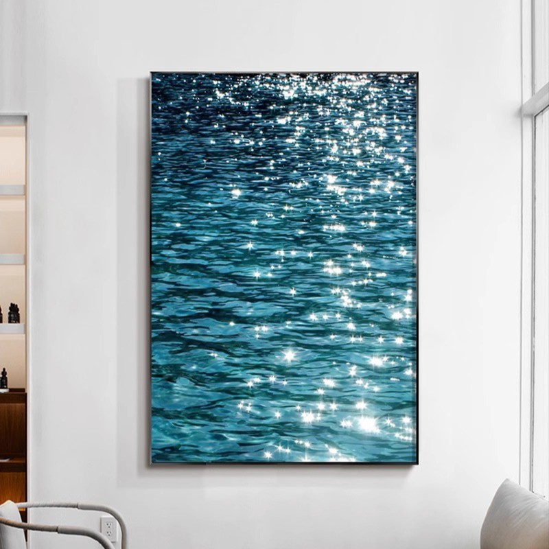 Sparkling Blue Sea Decorative Painting Living Room Bedroom Sofa Background Wall Painting Dining Room Entrance Hanging Painting Water Ripple