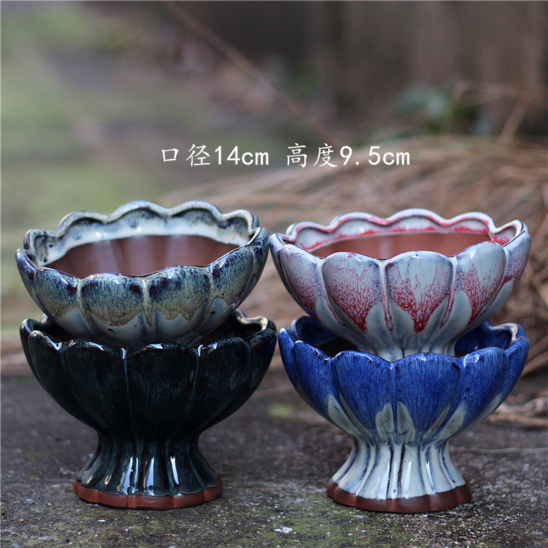 Factory wholesale New Lotus mouth retro large pottery pot stoneware fleshy flowerpot flower Ware pottery purple sand flowerpot wholesale