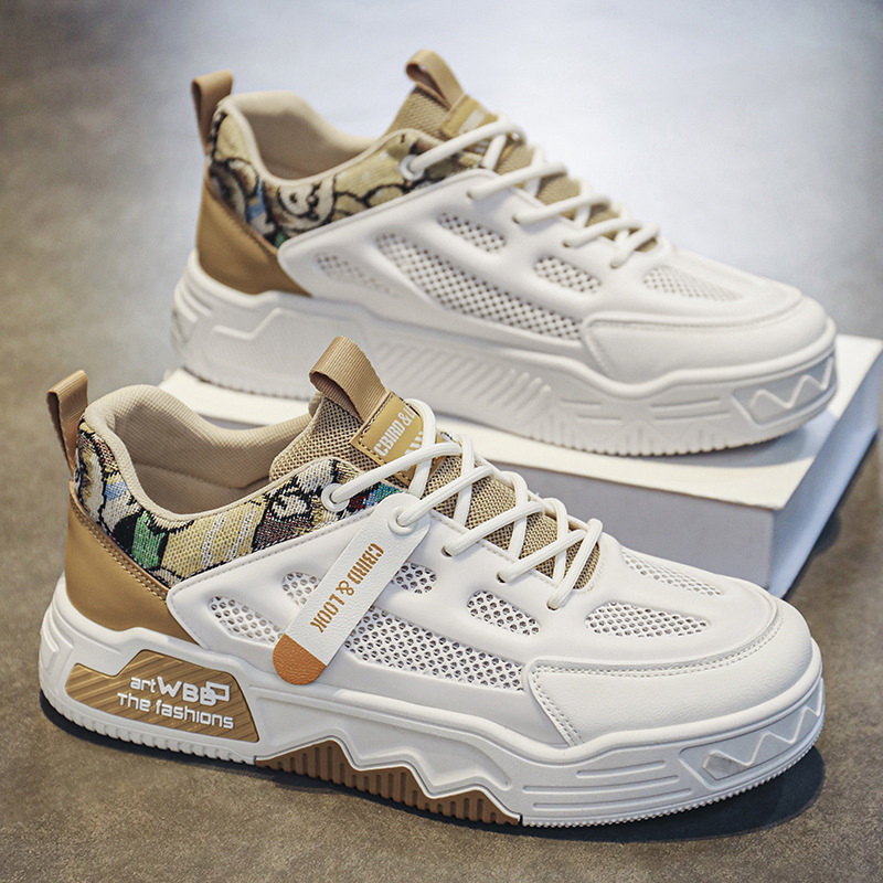 Men's fashionable two-tone low breathable casual sneakers with…