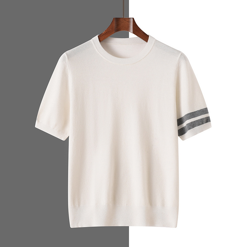 Summer silk woolen knitted T-shirt for leisure