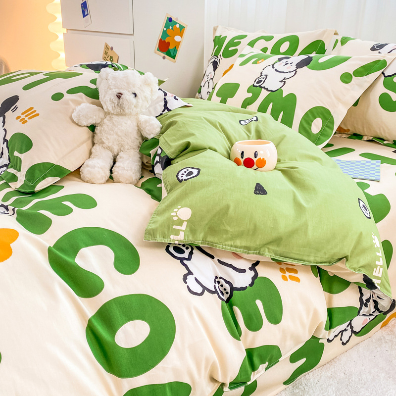 Nuevos productos de algodón único 180 × 200x230 estudiantes de dibujos animados dobles 100 algodón puro cubierta de edredón 1.5m mayorista