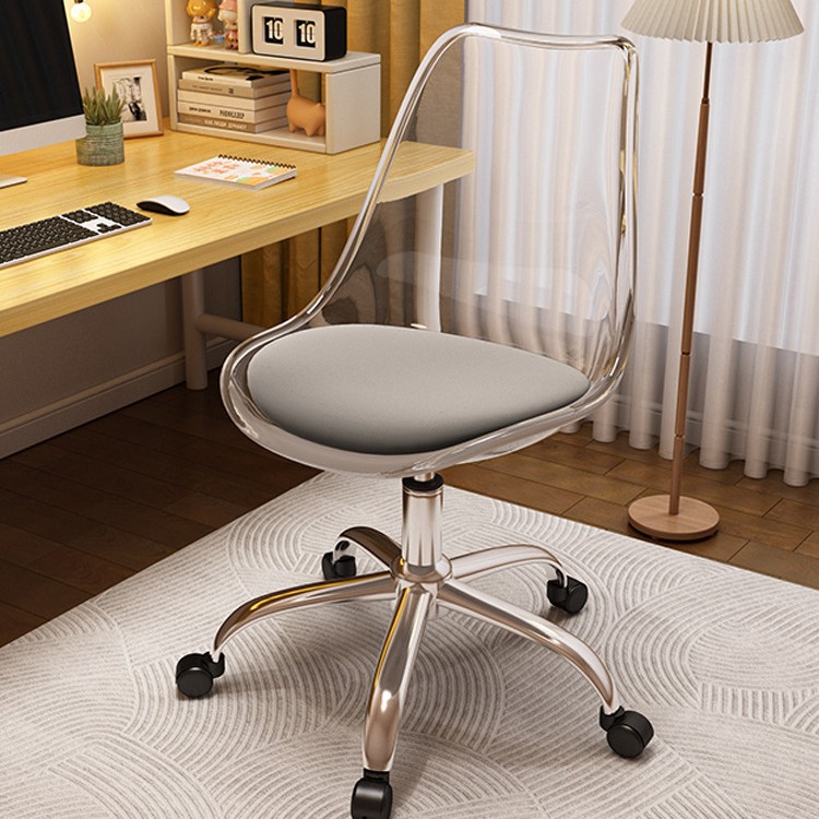 Respaldo transparente almohadilla gris + pata de acero