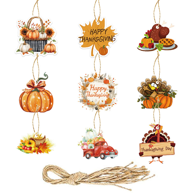 Cross-Border New Autumn Turkey Party Thanksgiving Pendant Pumpkin Hanging Tag Card Decoration Manufacturer