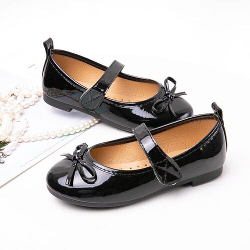 Children's Small Leather Shoes 2025 Spring and Autumn New Middle and Large Children's Princess Shoes, Soft Sole Girl Butterfly Knot Single Shoes
