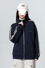 藏蓝色立领卫衣外套女2025春秋新款宽松休闲运动夹克拉链开衫上衣