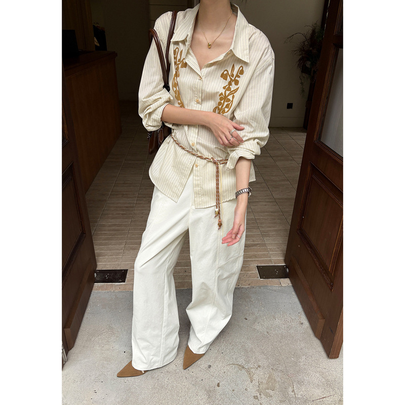 【No Returns or Exchanges】Flocked Print Elegant Cotton Shirt for Women, Autumn Long-Sleeve, Versatile Style Ye0246 【No Returns or Exchanges】Flocked Print Elegant Cotton Shirt for Women, Autumn Long-Sleeve, Versatile Style Ye0246