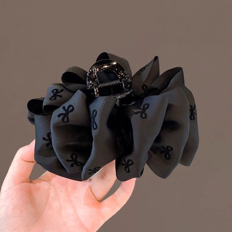 검정색 벨벳 나비 버블 집게핀 13cm