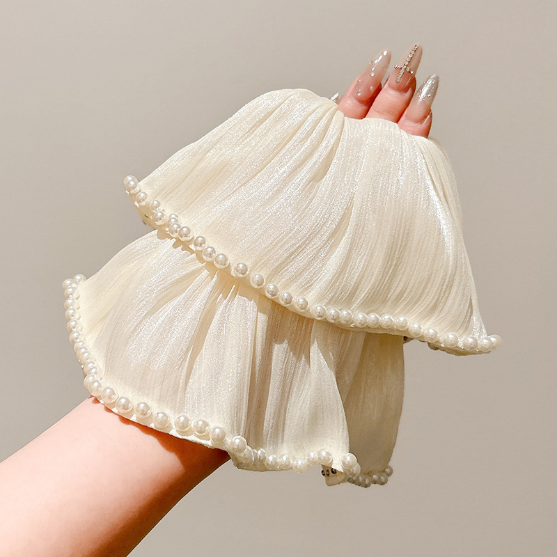 Anillo para el cabello de gran tamaño para mujer 2025 nuevo estilo de alta calidad perla, lazo para el cabello de lujo ligero, tocado de cuerda para el cabello