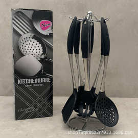 硅胶柄厨具套装漏勺煎铲汤勺炒铲家用厨房用具烹饪锅铲勺6件套