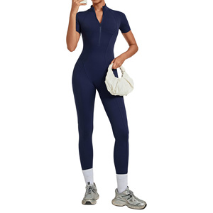 AYM043705 Fleece-Lined Zip-Front Short-Sleeve Bodysuit Yoga Fitness Aoyema wholesale