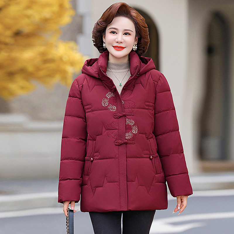 노인 여성 어머니 옷을위한 겨울 옷 면화 패딩 재킷 새 중국 다운 코튼 패딩 재킷 할머니 옷 기모 여성용 두꺼운 코튼 패딩 자켓
