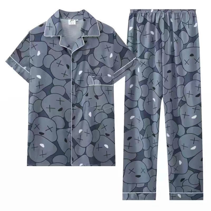 Pijamas de hombre Pijamas de manga corta de verano de algodón delgado para hombres jóvenes y de mediana edad sueltos de primavera y verano traje de desgaste para el hogar