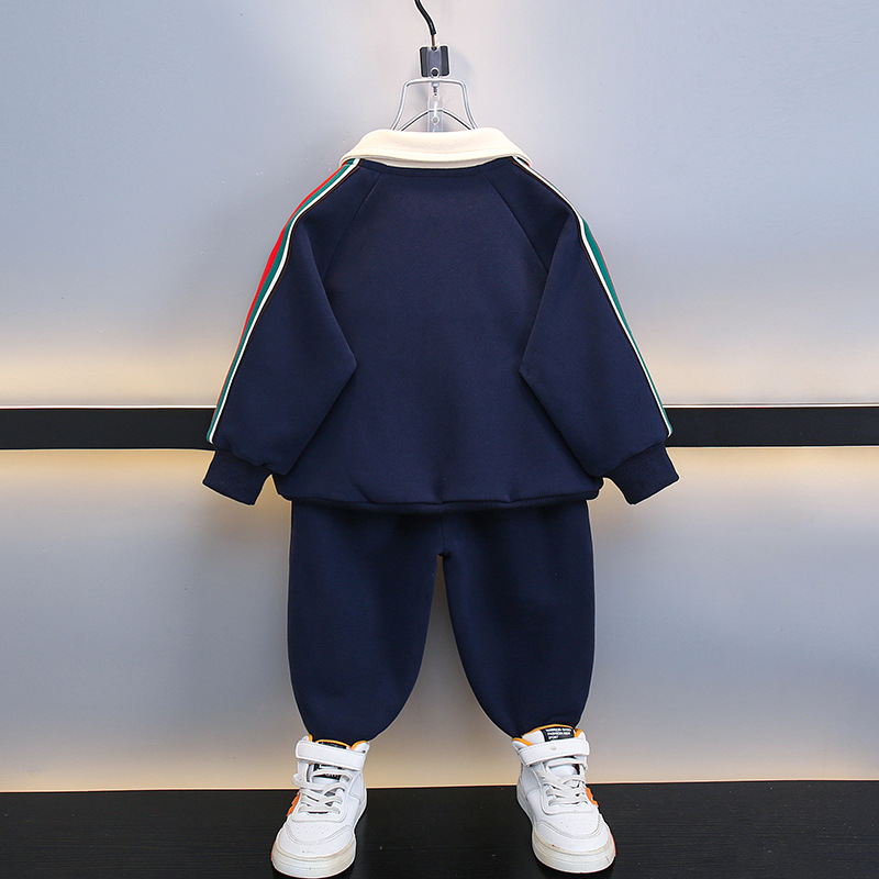 소년 2024 년 새 세트 봄과 가을 잘 생긴 어린이 가을 폴로 셔츠 바지 스웨터 투피스 아동복 트렌디