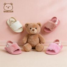 跨境爆款品牌春季婴幼儿步前鞋女宝宝家居毛绒小拖鞋防掉防滑透气