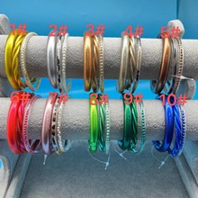 跨境欧美硅胶管塑料金箔米珠豹纹皮绳扭绳DIY组合3层单个手环手镯