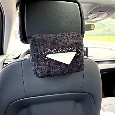 Box Ins Small Fragrance Bow: Car tissue box/set - xiaoxiangfeng-tissue-paper-black