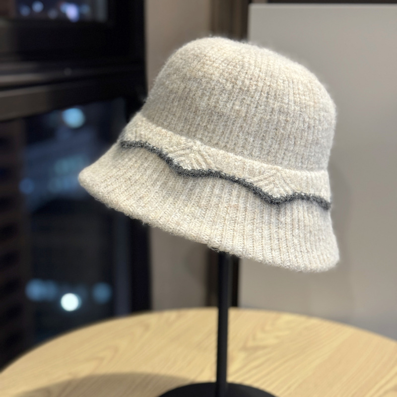 新款秋冬季针织渔夫帽女秋冬季简约百搭显脸小盆帽防寒保暖水桶帽|undefined