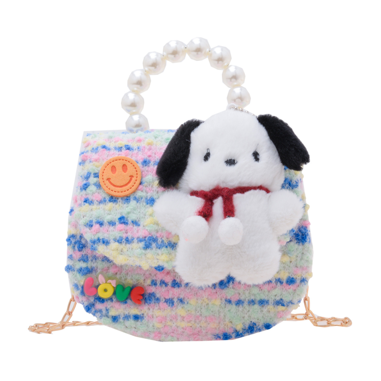 Bolsa de mensajero de los niños de lana 2023 moda lana niñas perla monedero Otoño e Invierno nuevos niños ropa grande marca bolsa